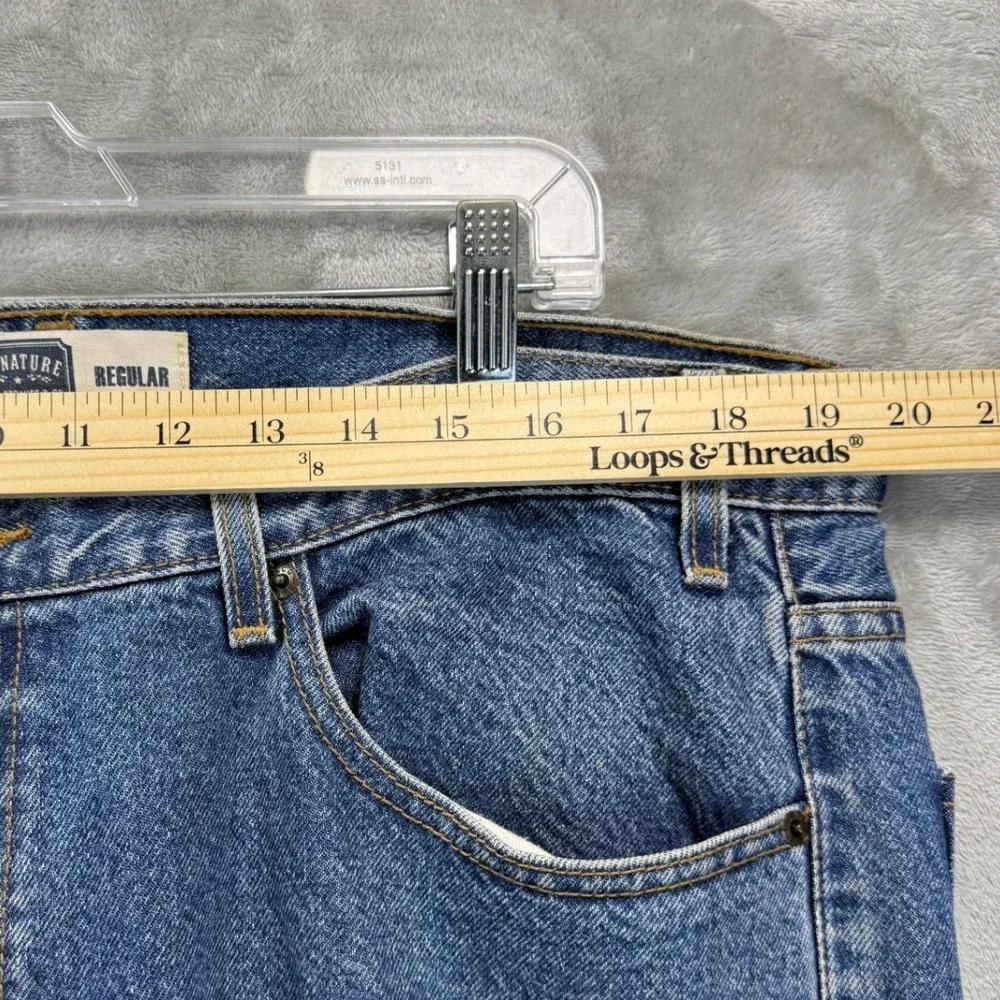 Signature by Levi Strauss & Co Mens Regular Fit Blue Jeans W40 L32 Medium Wash